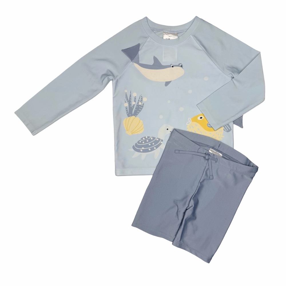 H&M Fish Swimsuit Rashguard and Trunks‎ Set